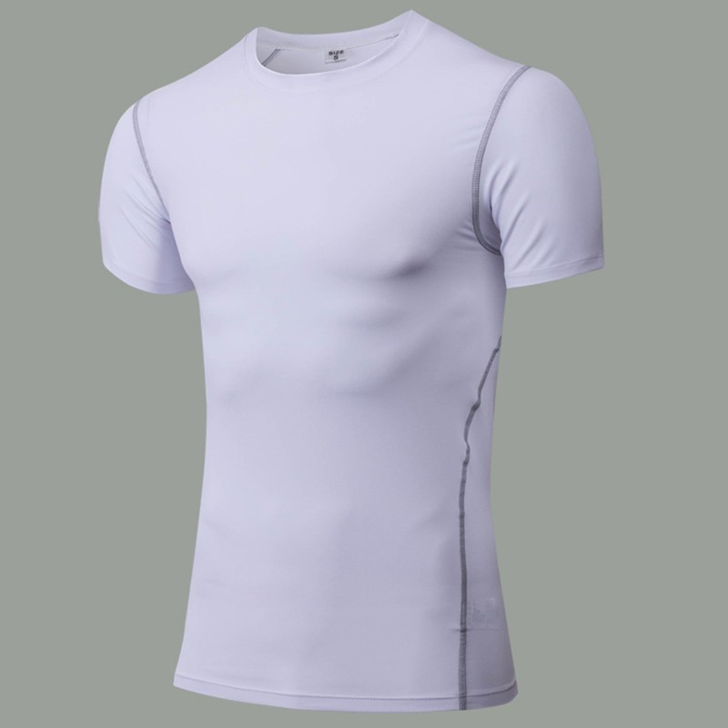 Pro-Solid-Colors-T-shirts-Men-Compression-Shirt-Short-Sleeve-Bodybuilding-Stretch-Quick-Dry-Keep-Fit-32781056589