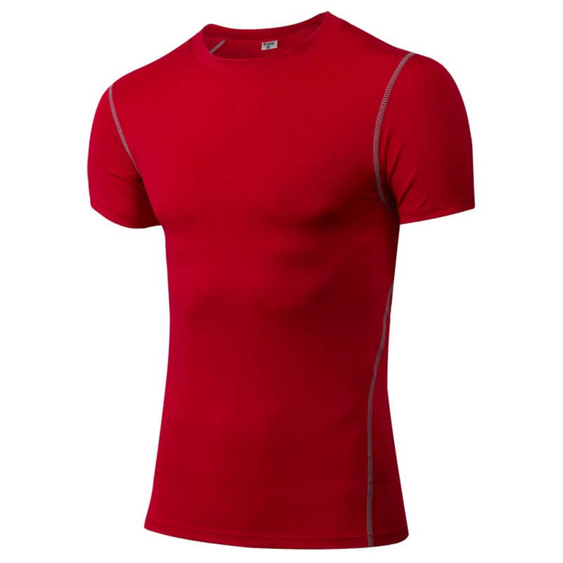 Pro-Solid-Colors-T-shirts-Men-Compression-Shirt-Short-Sleeve-Bodybuilding-Stretch-Quick-Dry-Keep-Fit-32781056589