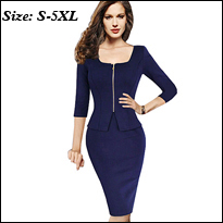 Professional-Women-Casual-Work-Office-Business-Bodycon-Pencil-Dress-Short-Sleeve-PU-Patchwork-Split--32794886084