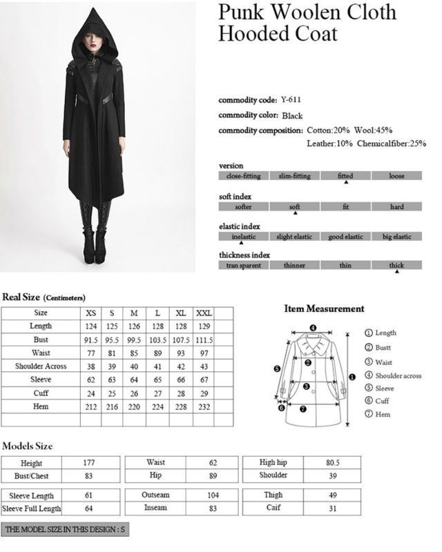 Punk-Rave-Women-Hooded-Coat-Black-Goth-Cosplay-Cyber-Steampunk-Witch-Long-Jacket-Y611-S-M-L-32633003158