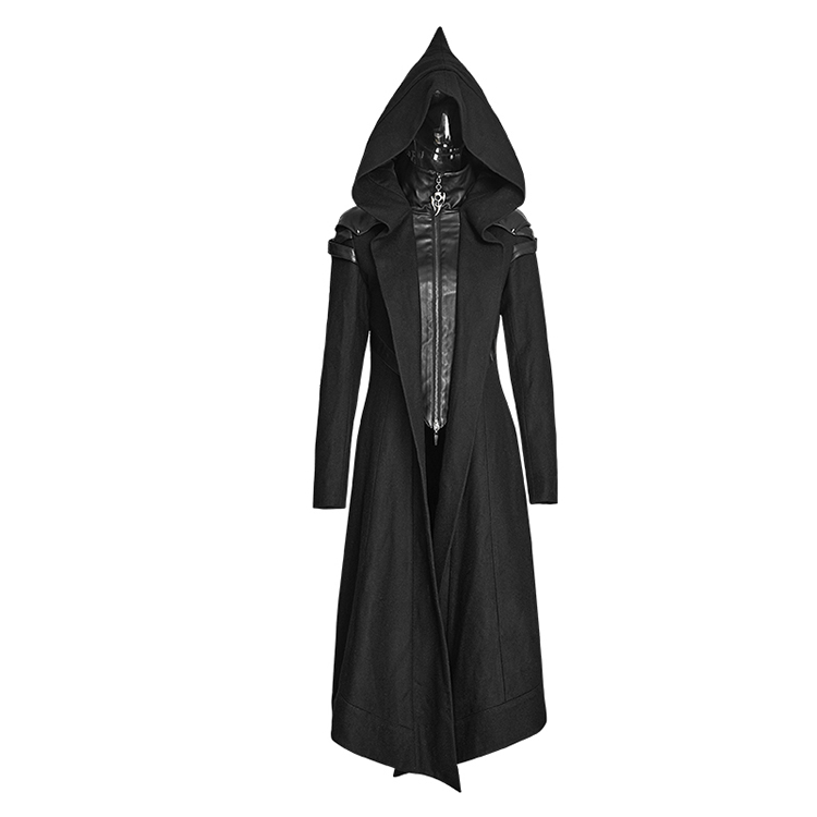 Punk-Rave-Women-Hooded-Coat-Black-Goth-Cosplay-Cyber-Steampunk-Witch-Long-Jacket-Y611-S-M-L-32633003158