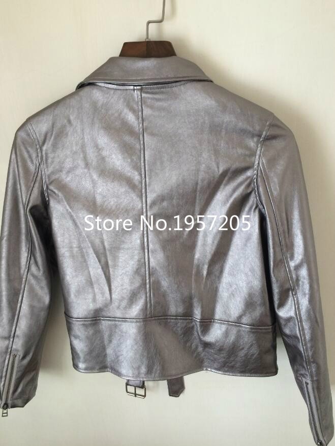 Punk-Style-Ladies-Slim-Fit--Self-Belt-PU-Leather-Jacket-Epaulet-Shoulder-Quality-Silver-Motorcycle-C-32685044512