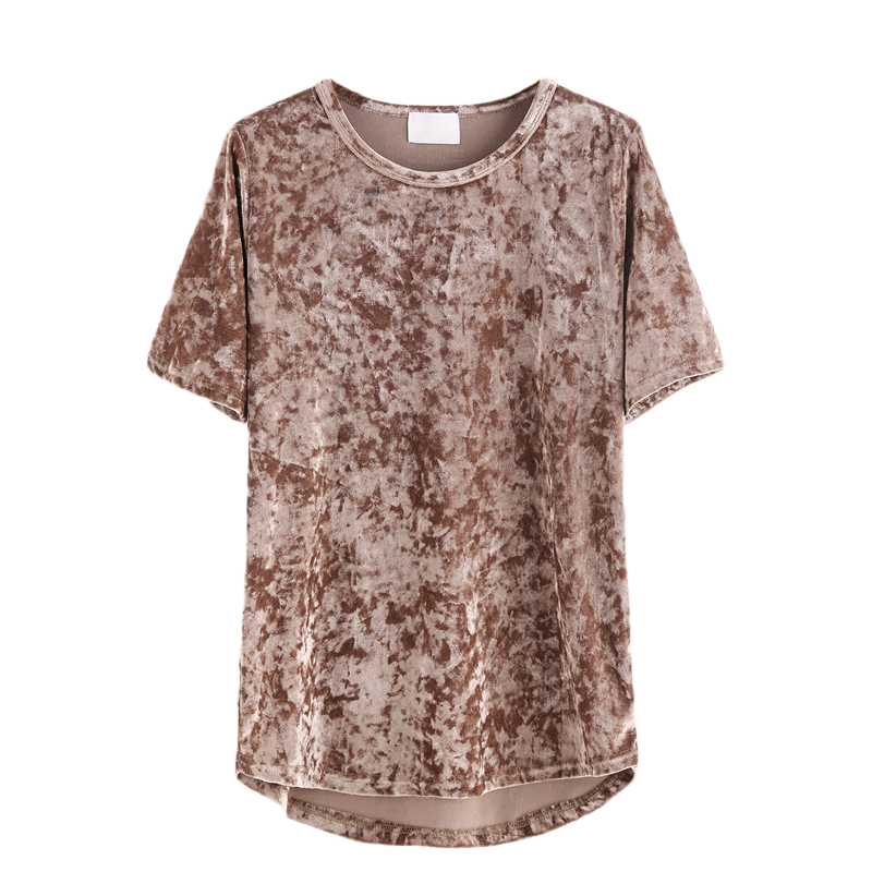 ROMWE-Women39s-T-shirts-Slim-Women-Clothes-2017-Clothing-Women-Khaki-Round-Neck-Short-Sleeve-High-Lo-32789494898