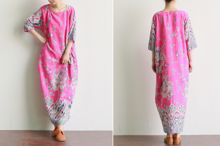 Red-Blue-Printed-Plus-size-Women-Long-Dress-Chinese-style-Oversized-Loose-Dress-Robe-Femme-Brand-Lin-32646708939