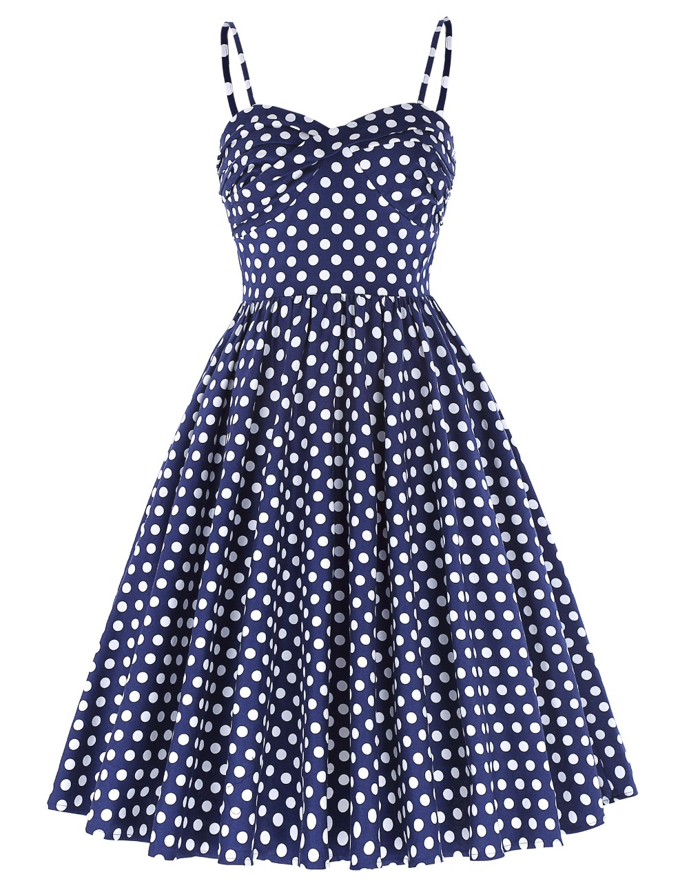 Retro-Vintage-Spaghetti-Straps-Polka-Dots-Flared-A-Line-Cotton-Party-Picnic-Dress-Navy-Blue-Plus-Siz-32778499258