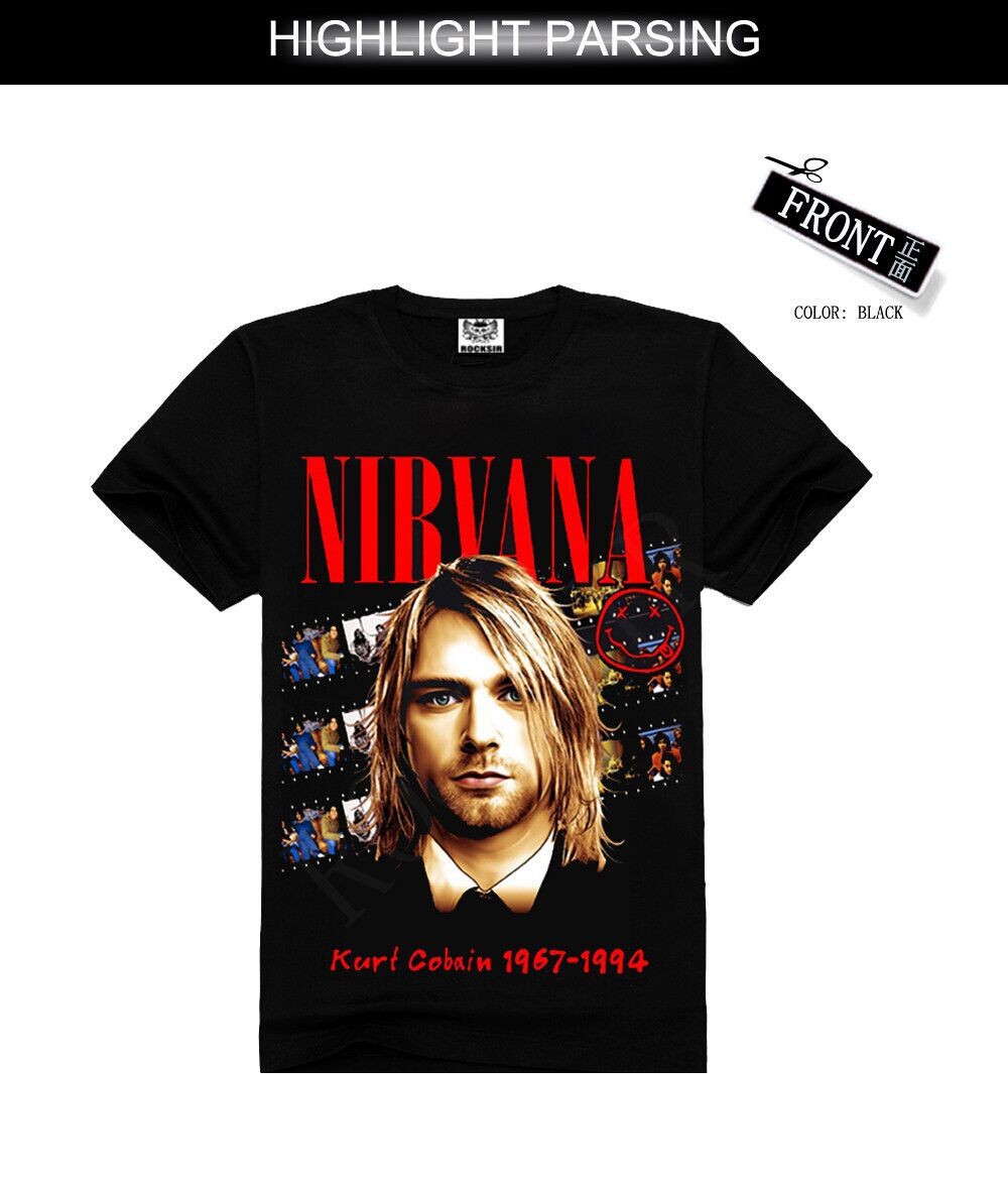 Rocksir-16-Kinds-of-Patterns-2015-Newest-100-cotton-top-Printed-men39s-Black-shirt-T-shirts-nirvana--2026014730