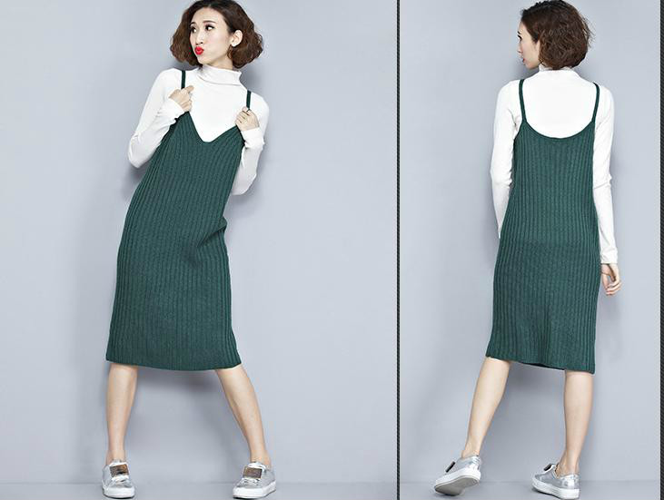 Ryeon-Spring-Knitted-Jumper-Dress-Sweater-Dress-Preppy-V-neck-Retro-Solid-Color-Midi-Ladies-Sweat-Dr-32781696764