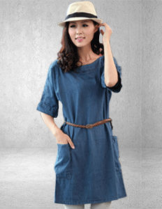 S-XXXL-Summer-Women-Slim-Jean-Dress-Causal-Mini-Straight-Denim-Dress-Lady-Half-Sleeve-Female-Cowboys-32673642599