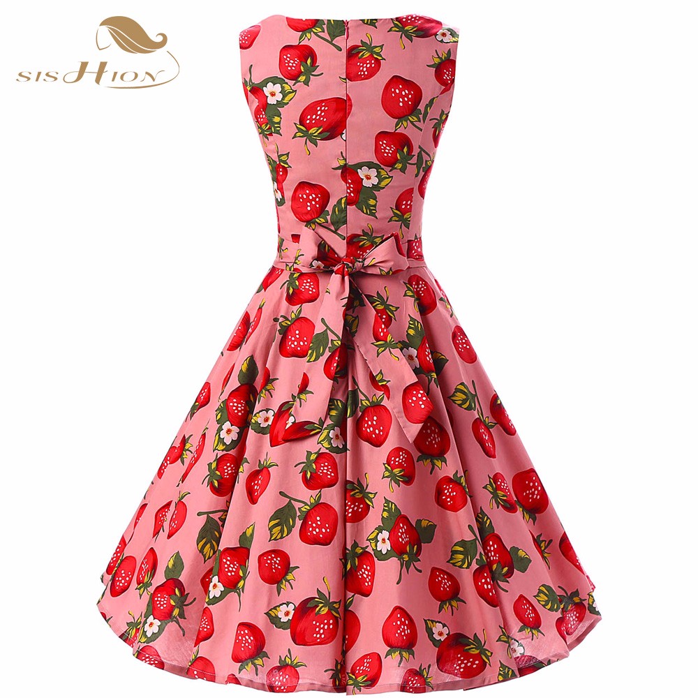 SISHION-Plus-Size-Women-Summer-Dress-VD0224-Sleeveless-Strawberry-Print-Cotton-Audrey-hepburn-Swing--32633862190