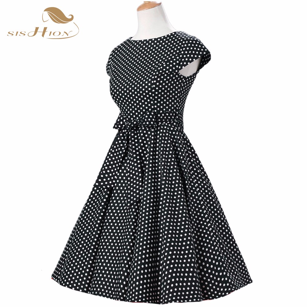 SISHION-Women-Summer-Black-Party-Dresses-Retro-Rockabilly-Big-Swing-Plus-Size-Polka-Dot-50s-Vintage--32650972652