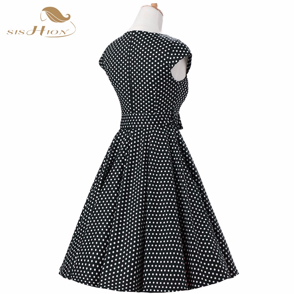 SISHION-Women-Summer-Black-Party-Dresses-Retro-Rockabilly-Big-Swing-Plus-Size-Polka-Dot-50s-Vintage--32650972652