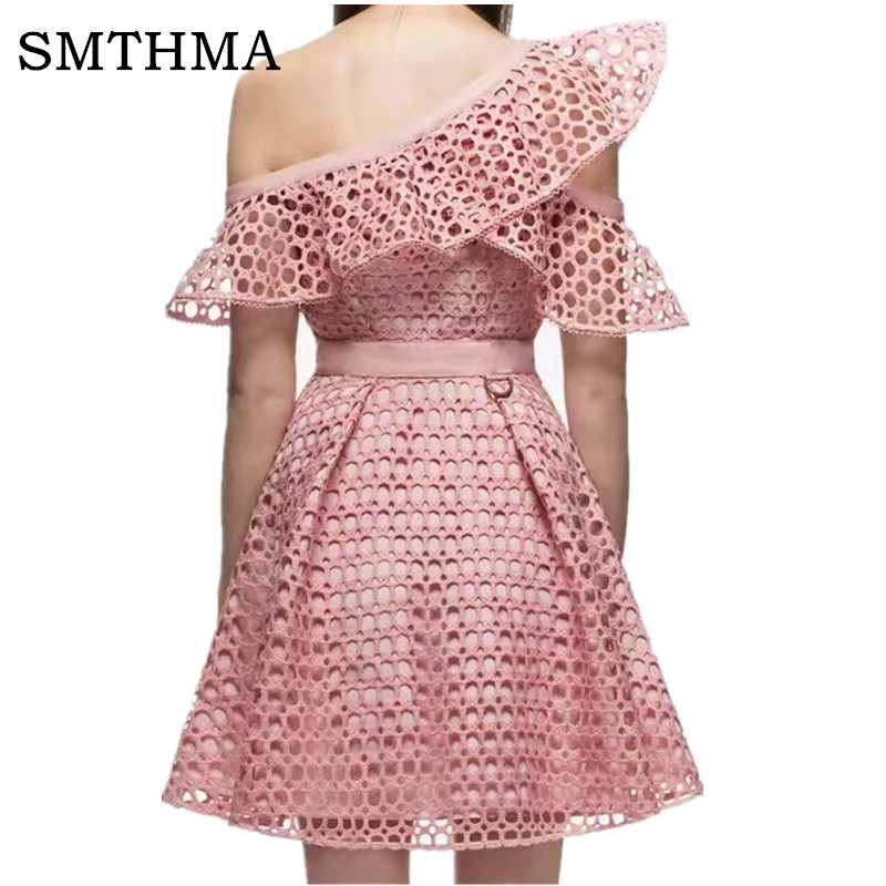 SMTHMA-2017-Runway-New-arrive-pink-women-One-Shoulder-Ruffles-lace-dress-32795541804