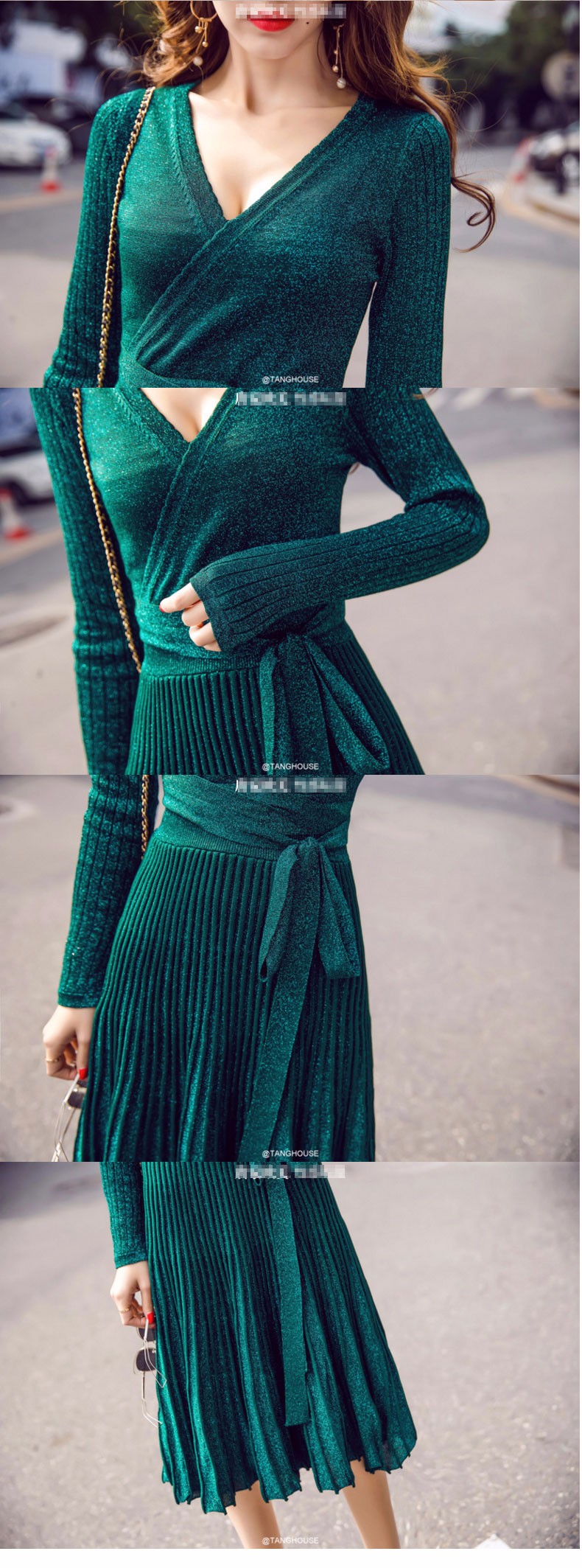 Sexy-Mousse-V-neck-Pleated-Straped-Sexy-Dresses-Spring-Women-Elegant-High-Waist-Slimming-Dress-Club--32787174787