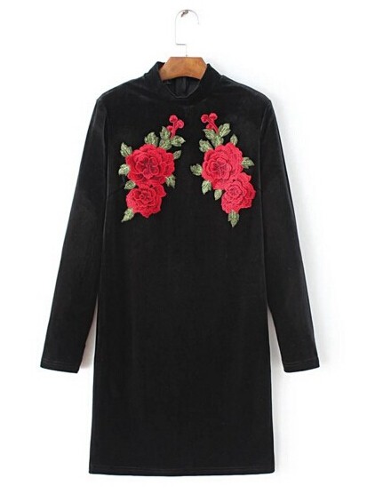 Sexy-Red-Rose-Flower-3D-Appliques-Embroidery-Off-Shoulder-Sheath-Dress-Vintage-Woman-Long-sleeve-Pac-32779524713