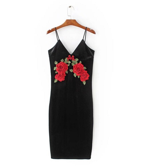 Sexy-Red-Rose-Flower-3D-Appliques-Embroidery-Spaghetti-Strap-Sheath-Velvet-Dress-Vintage-Woman-Packa-32769689779