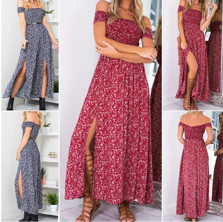 Sexy-strapless-beach-summer-dress-sundresses-Vintage-tunika-maxi-dress-Boho-floral-women-split-long--32673377530