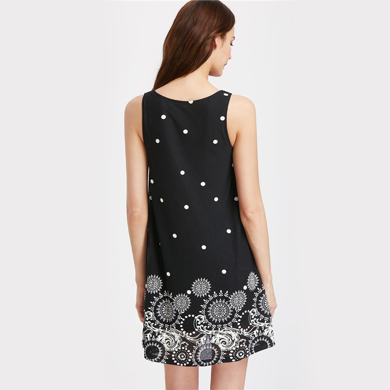 SheIn-Casual-Dresses-For-Women-2016-Summer-Ladies-Black-Polka-Dot-Print-Sleeveless-Round-Neck-Short--32679040336