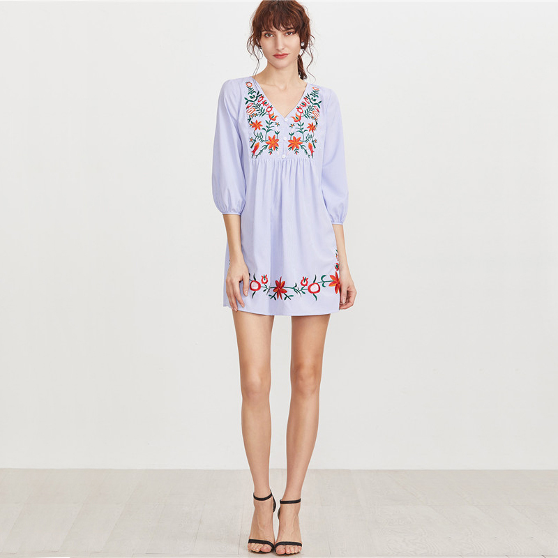 SheIn-Embroidered-Blue-Striped-Button-Front-Lantern-Sleeve-Boho-Dress-V-Neck-Three-Quarter-Length-Sl-32796411022