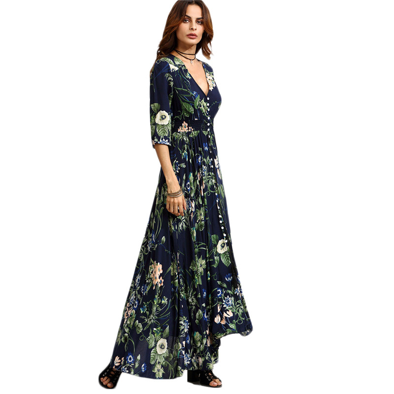 SheIn-Long-Floral-Maxi-Dress-Boho-Long-Dress-Elegant-Beach-Navy-Floral-Print-Half-Sleeve-Button-Fron-32757200249