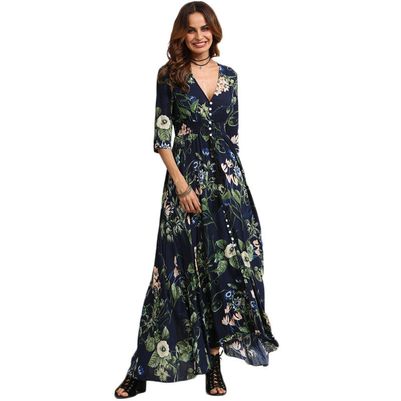 SheIn-Long-Floral-Maxi-Dress-Boho-Long-Dress-Elegant-Beach-Navy-Floral-Print-Half-Sleeve-Button-Fron-32757200249