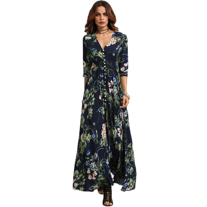 SheIn-Long-Floral-Maxi-Dress-Boho-Long-Dress-Elegant-Beach-Navy-Floral-Print-Half-Sleeve-Button-Fron-32757200249