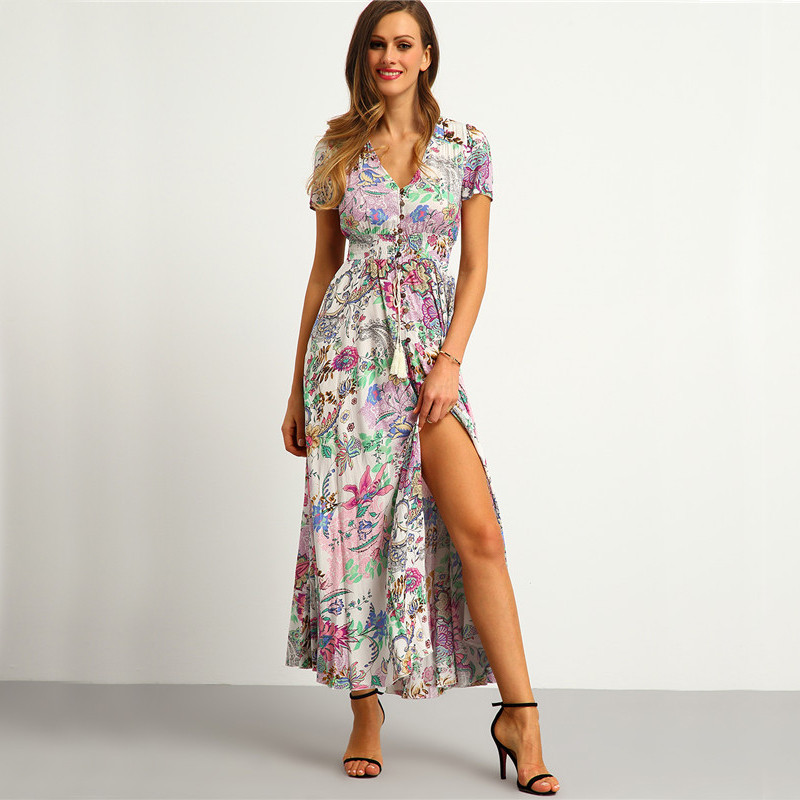 SheIn-Multicolor-Floral-Print-Button-Split-Front-Flare-Beach-Wear-Boho-Maxi-Dress-Women-Short-Sleeve-32638707178