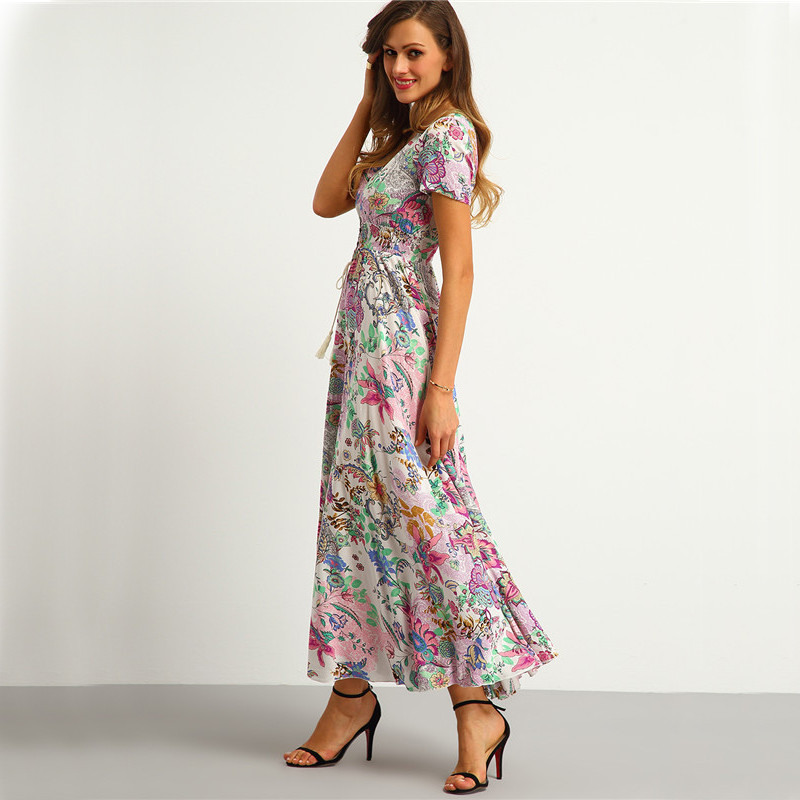 SheIn-Multicolor-Floral-Print-Button-Split-Front-Flare-Beach-Wear-Boho-Maxi-Dress-Women-Short-Sleeve-32638707178