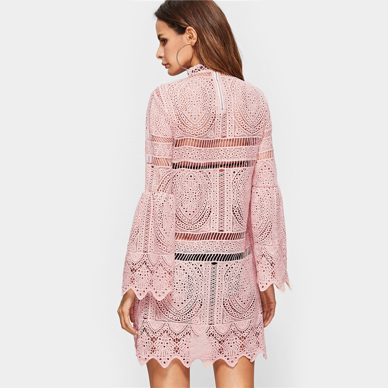 SheIn-New-Arrival-Dress-2017-Boho-Dress-Women-Pink-Flare-Sleeve-Zig-Zag-Hem-Hollow-Out-Embroidered-L-32791396759