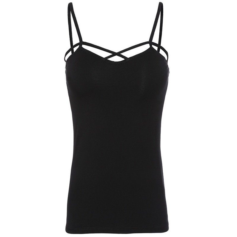 SheIn-Sexy-Slip-V-Neck-Sheath-Cami-Top-New-Style-2016-Summer-Plain-Black-Spaghetti-Strap-Hollow-Out--32613162671