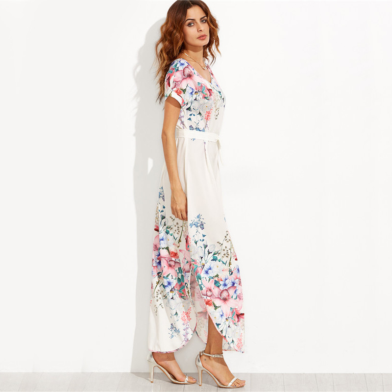 SheIn-Summer-Floral-Long-Dresses-For-Woman-Boho-White-Flower-Print-V-Neck-Short-Sleeve-Belted-Side-S-32732149257