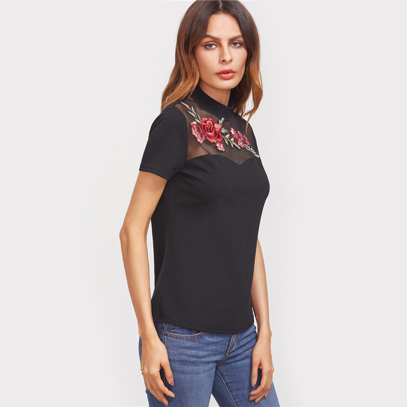SheIn-T-shirt-Women-Casual-T-shirt-Women-Black-Embroidered-Rose-Applique-Mesh-Neck-Short-Sleeve-Vint-32794396695