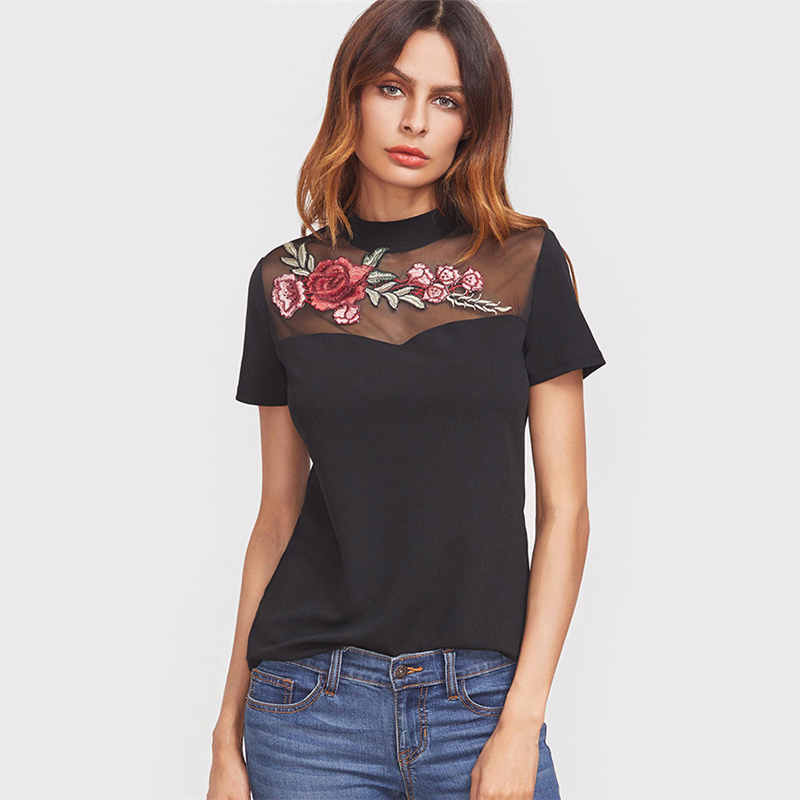 SheIn-T-shirt-Women-Casual-T-shirt-Women-Black-Embroidered-Rose-Applique-Mesh-Neck-Short-Sleeve-Vint-32794396695