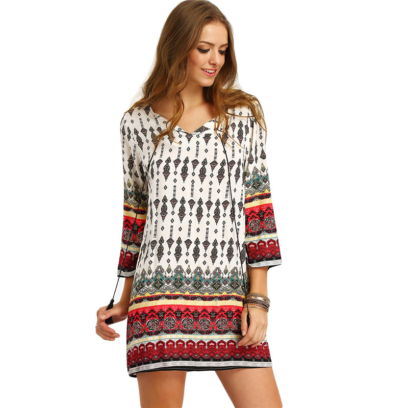 SheIn-Women-Bohemian-Dress-Summer-Casual-Long-Sleeve-Split-Tie-Neck-Lacing-Tribal-Print-Vintage-Stra-32657362248