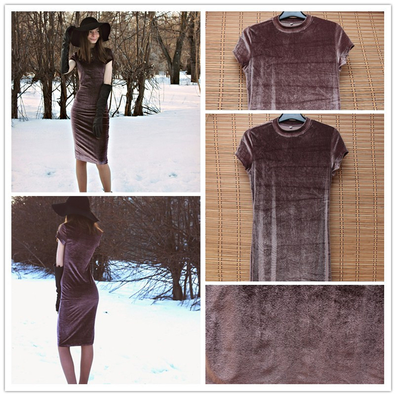 SheIn-Women-Brown-Velvet-Sheath-Dresses-Summer-Ladies-Round-Neck-Short-Sleeve-Knee-Length-Elegant-Pe-32736396056