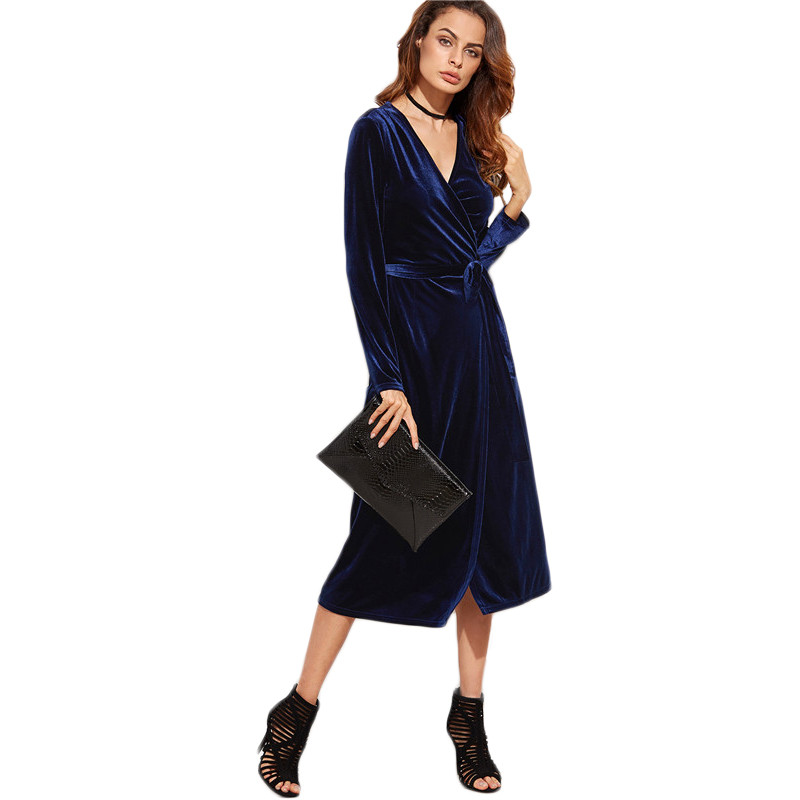 SheIn-Women-Business-Casual-Clothing-Royal-Blue-Party-Dresses-Navy-Surplice-Front-Velvet-Wrap-Long-S-32760440302