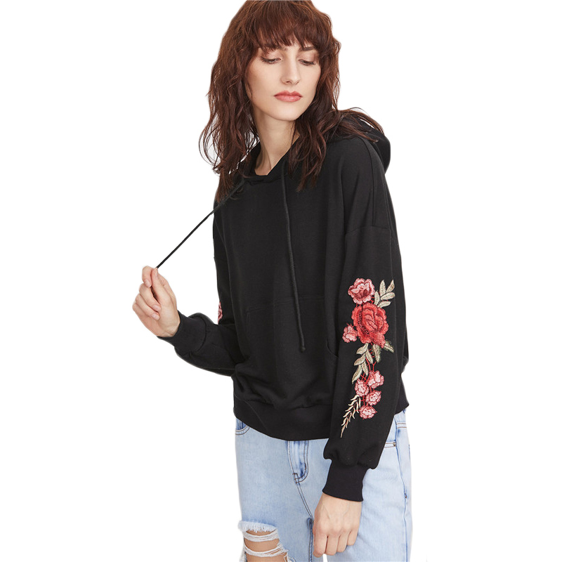 SheIn-Women-Hoodies-Sweatshirts-Streetwear-Women-Black-Drop-Shoulder-Embroidered-Flower-Applique-Pul-32792926896