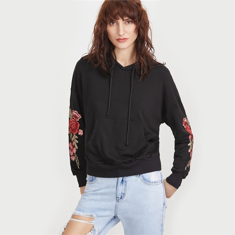 SheIn-Women-Hoodies-Sweatshirts-Streetwear-Women-Black-Drop-Shoulder-Embroidered-Flower-Applique-Pul-32792926896