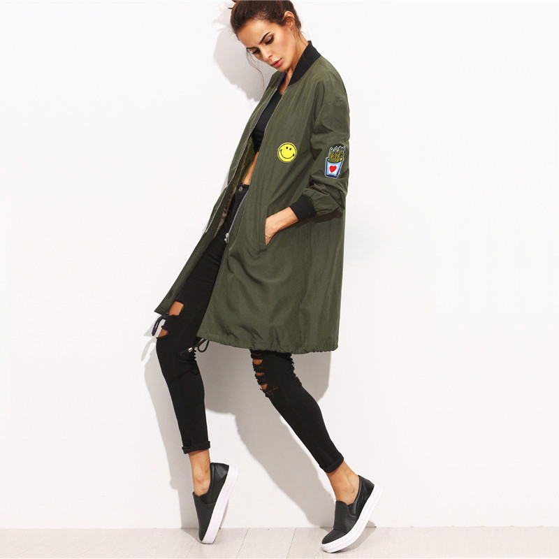 SheIn-Womens-Long-Casual-Jackets-For-Autumn-Army-Green-PU-Leather-Patch-Pocket-Zipper-Stand-Collar-L-32719972687