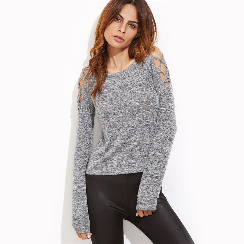 SheIn-Womens-Long-Sleeve-Tops-Womens-Clothing-Autumn-Casual-Tee-Shirt-Grey-Marled-Crisscross-Hollow--32769351056