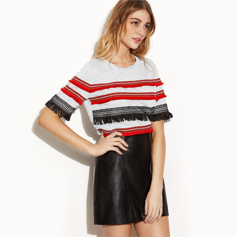 SheIn-Womens-Tops-Korean-Summer-T-shirt-2017-Vintage-Tee-Heather-Grey-Short-Sleeve-Embroidered-Fring-32789586815