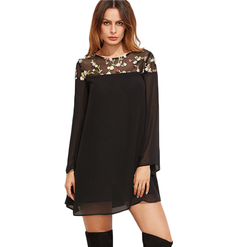 Sheinside-A-Line-Long-Sleeve-Women-Summer-Mini-Dress-Black-Floral-Embroidered-Mesh-Shoulder-Kimono-S-32792376216