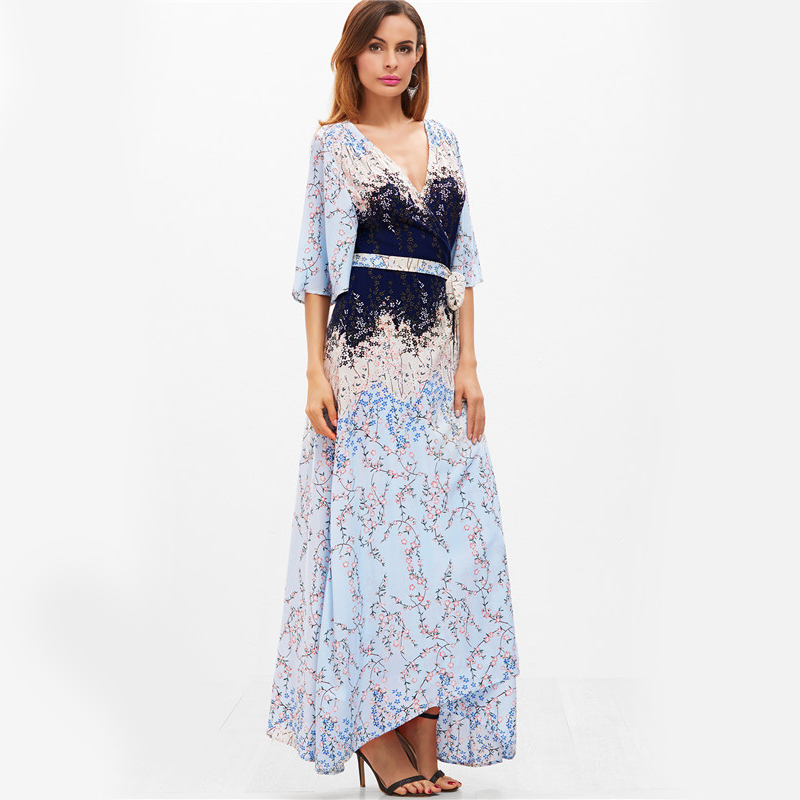 Sheinside-Blue-Maxi-Summer-Dress-Women-Blossom-Print-Flutter-Sleeve-Tied-Casual-Beach-Dresses-2017-S-32800896343