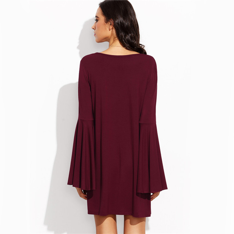 Sheinside-Burgundy-Flare-Sleeve-Shift-Dress-2016-Fall-New-Style-Ladies-Round-Neck-Long-Sleeve-Loose--32727492415