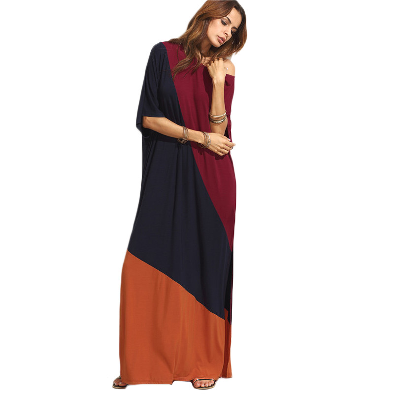 Sheinside-Color-Block-Split-Side-Maxi-Dress-Women-Summer-Style-Multicolor-Round-Neck-Half-Sleeve-Lon-32720959075