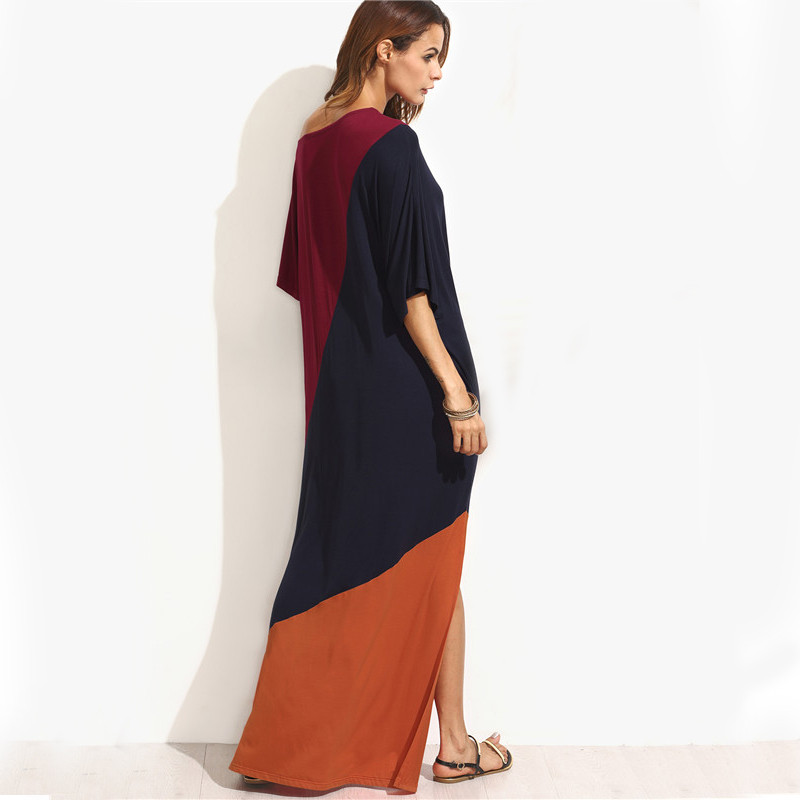 Sheinside-Color-Block-Split-Side-Maxi-Dress-Women-Summer-Style-Multicolor-Round-Neck-Half-Sleeve-Lon-32720959075