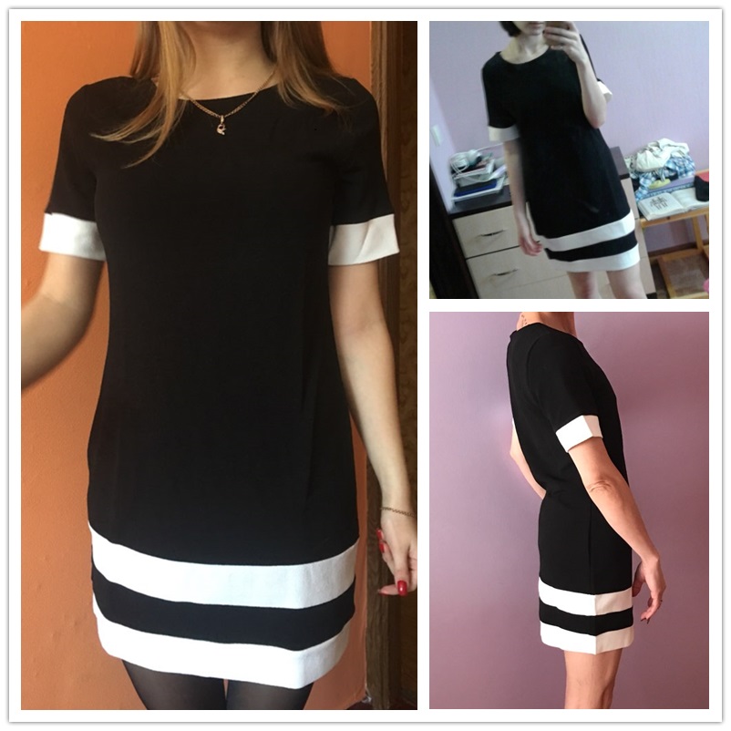 Sheinside-Ladies-Color-Block-Casual-Mini-Dresses-New-Summer-Style-Black-White-Patchwork-Crew-Neck-Sh-32660840905