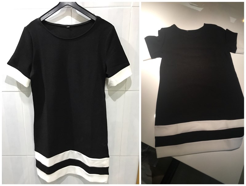 Sheinside-Ladies-Color-Block-Casual-Mini-Dresses-New-Summer-Style-Black-White-Patchwork-Crew-Neck-Sh-32660840905