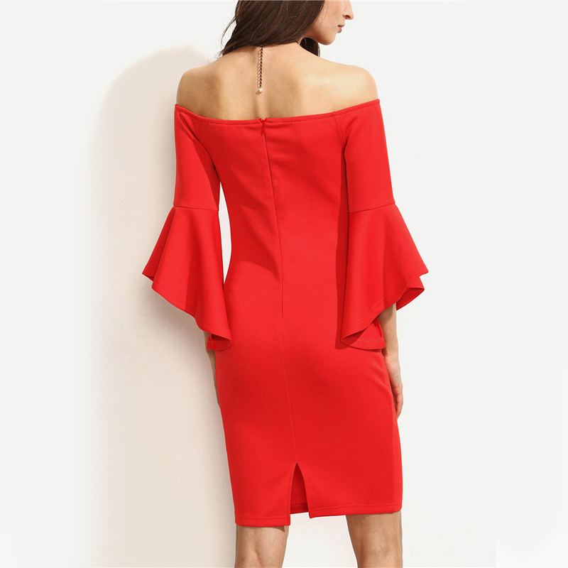 Sheinside-Red-Ruffle-Sleeve-Off-The-Shoulder-Split-Sheath-Mini-Dress-Ladies-Sexy-Three-Quarter-Lengt-32714729737