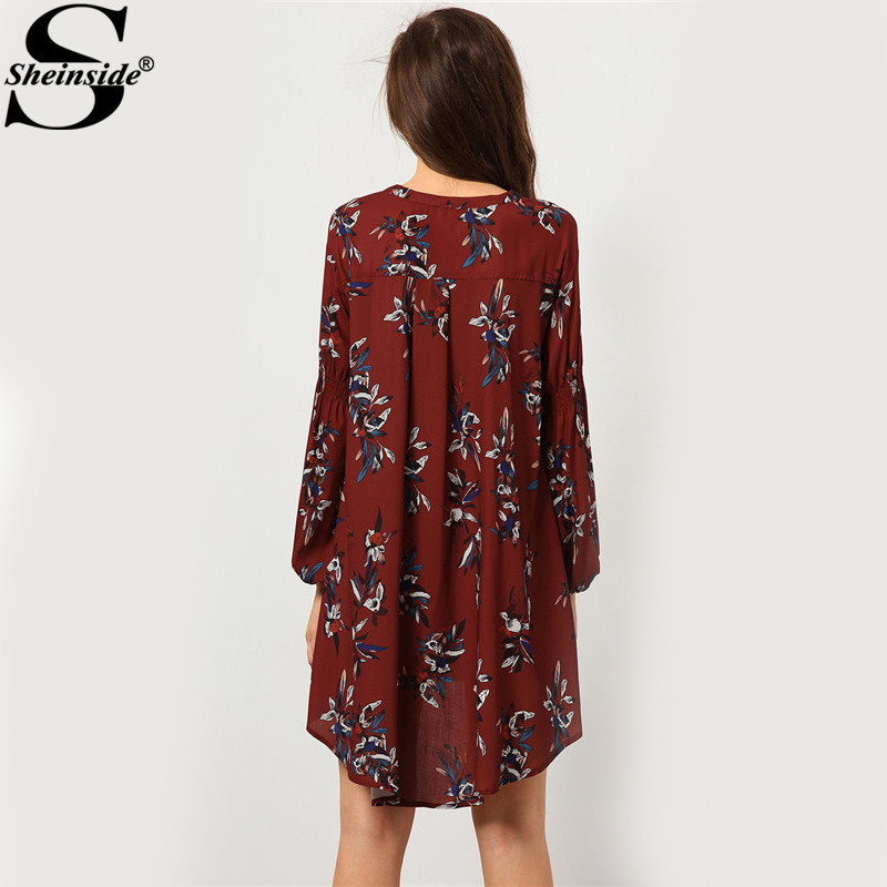 Sheinside-Women-Vintage-Boho-Dress-Female-High-Street-V-Neck-Wine-Red-Clothing-Fashion-Designer-Long-32484792106