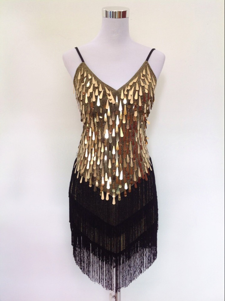 Shining-V-Neck-Stage-Clothing--Costume-Latin-Dance-Dresses-Women39s-Art-Deco-1920s-Gatsby-Tassel-Fri-32485606058